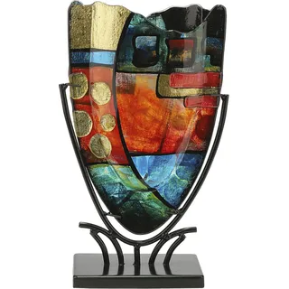 Bodenvase CASABLANCA BY GILDE "Dekovase Nebra", bunt (mehrfarbig), B:29cm H:47,5cm T:10,5cm, Glas, Metall, Vasen