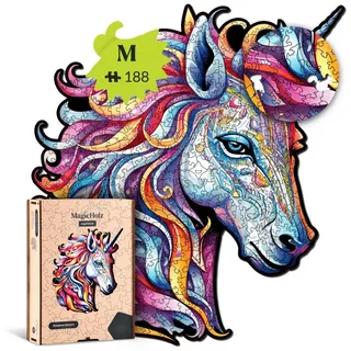 MagicHolz Puzzle Rainbow Unicorn Einhorn Holzpuzzle (2D), 292 Puzzleteile beige 32 cm x 35 cm