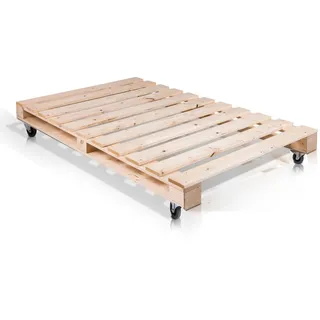 Futonbett Massivholzbett Singlebett Bettgestell PALETTI Fichte 90x200 mit Rollen