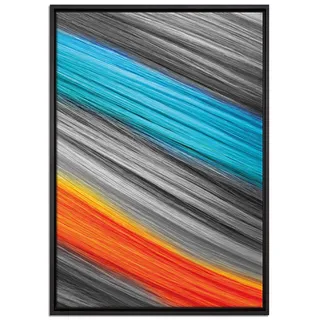 Pixxprint Bunte Haarsträhnen schwarz, weiß Leinwandbild 100x70 cm im Bilderahmen, Wandbild, Schattenfugenrahmen, Kein Poster