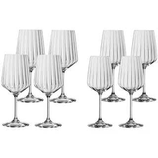 SPIEGELAU Weinglas Spiegelau Lifestyle 4x Rotwein + 4x Weißwein Gläser, Kristallglas weiß
