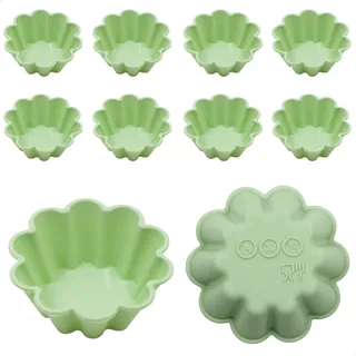 Törtchenform - Tarteform Backförmchen Silikon Törtchenformen Tartelette Förmchen Backformen Set, für mini Kuchen, mini Tarte und Quiche kleine Küchlein 10 PCS (Grün)
