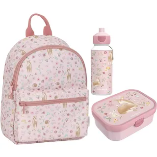 Little Dutch Set Rucksack & Brotdose & Trinkflasche Pop-up für Kinder rosa - Fairy Garden