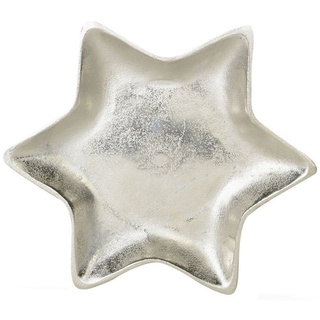 RIFFELMACHER & WEINBERGER Dekoteller Stern Schale aus Aluminium - Silber, Tischdekoration Weihnachtsdekoration (Dekoteller RW) silberfarben Ø 26,0 cm
