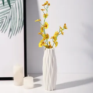 Vase [typ E] Nordische Dekorative Vase In Milchweiß-optik Mit Blumen Für Wohn-/esszimmer - Bruchfest (pe-kunststoff, 60-114 G)