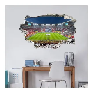 K&L Wall Art Wandtattoo 3D Wandtattoo Fußball FC Bayern München Aufkleber FCB Immer weiter, Mauerdurchbruch Wandbild selbstklebend bunt 100 cm x 61 cm
