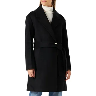 Armani Exchange Women's Single Maxi Button with Belt Wool Coat, Black, Large - L