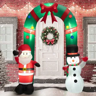 Costway Aufblasbarer Weihnachtsmann im Auto LED Polyester 245 cm mehrfarbig