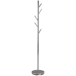 Home4You Kleiderständer Garderobenständer, Höhe 170 cm, Edelstahl, mit 5 Haken, Ø 30 cm grau