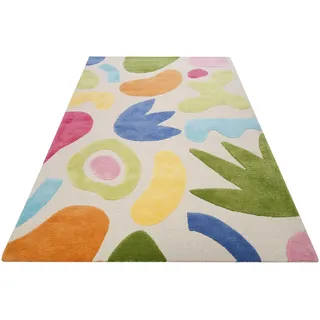 Kinderteppich SMART KIDS "Kimi", bunt, B:140cm H:1,2mm L:200cm, Wolle, Teppiche, Kinderteppich, handgetuftet aus Naturfasern, bunt, abstraktes Design, Kinderzimmer