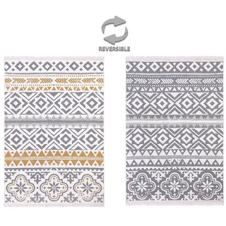 jimri Fashion4Home Teppich Läufer - Tepiche für Wohnzimmer, Schlafzimmer, Küche, Kinderzimmer, Badezimmer - Boho Kelim - Läufer Flur, Ceramic-Hellgrau-Gold, Größe: 120x170 cm