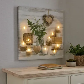 LED-Leinwand Bild Wanddeko Wohnzimmer Schlafzimmer Leuchtbild Harmonie 60 x 60 cm - Weiß/Grün
