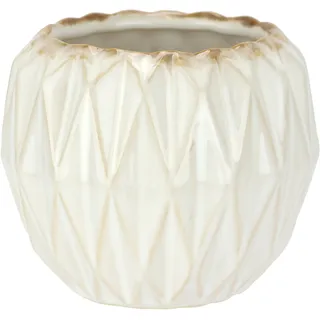 Dekovase I.GE.A. "Keramik-Topf", beige (creme), B:12cm H:10cm, Keramik, Vasen, Blumentopf geriffelt Zylinderform Übertopf Keramikvase Deko Dekovase