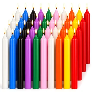 40 Stück Stabkerzen Bunt, 1,27 x 10 cm Kleine Durchgefärbte Spitzkerzen | Duftlose tropffrei Mini-Zauberkerze, Mini Kerzen für Geburtstagsfeiern,Dekoration,Witchcraft,Wicca,Ritual,Kirche, Weihnachten