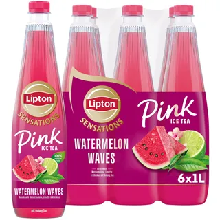 Lipton Sensations Watermelon Waves Pink Ice Tea – Eistee mit Wassermelone, Limette & Hibiskus Geschmack, mit Oolong Tee, 6 x 1 l