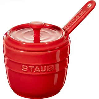 Staub Zuckerdose mit Löffel Kirschrot 9 cm
