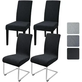 LuxusKollektion Stuhlbezug Stuhlhussen Jacquard Schwingstühle Freischwinger Schwarz 4 Stück