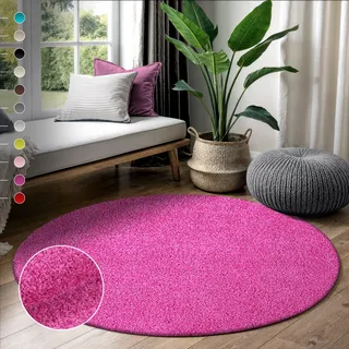 Sanat Hochflor-Teppich SANAT "LOCA", pink, H:30mm Ø:150cm, Kunstfaser, Teppiche, Wohnzimmer, Langflor, Shaggy, Schlafzimmer