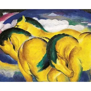 1art1 Franz Marc Poster Die Kleinen Gelben Pferde, 1912 Bilder Leinwand-Bild Auf Keilrahmen | XXL-Wandbild Poster Kunstdruck Als Leinwandbild 50x40 cm
