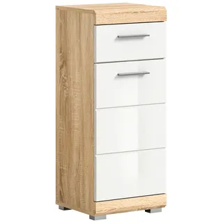 xonox.home Lambada Standschrank 37 x 88 x 31 cm Weiß/Sonoma Eiche hell