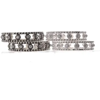 Serviettenring mit Steinchen silber 4 tlg Set hell und dunkel silber Ø 5 cm