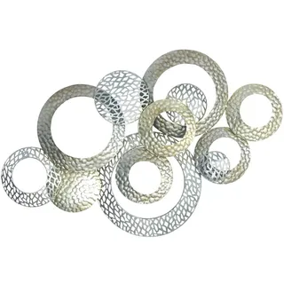 formano Extravagante Wanddeko aus Metall für Wohnzimmer/Schlafzimmer Design Moderne Wanddekoration Champagner Silber - 76x48cm Groß