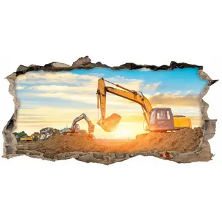 nikima Wandtattoo 177 Wandtattoo Bagger - Loch in der Wand - 750 x 380 mm (PVC-Folie), in 6 vers. Größen bunt 75 cm x 50 cm x 38 cm
