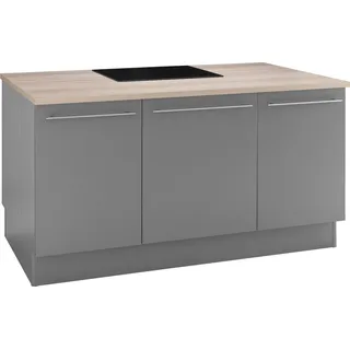 OPTIFIT Kücheninsel Bern, Stellbreite 160x95 cm mit höhenverstellbaren Füßen, mit Metallgriffen grau