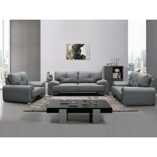 Beautysofa Big-Sofa Polstergarnitur Omega Set 3+2+1 Sofa Wohnzimmer Sofagarnitur, modernes Sofaset für Wohnzimmer, Kunstleder Couchgarnitur im modernen Design grau