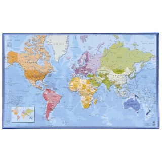 Viquel Schreibtischunterlage Weltkarte in englischer Sprache – Schutz für das Büro mit Weltkarte