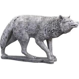 gartendekoparadies.de Detailgetreue Wolf Statuen, Steinfiguren, Grau, frostsicher aus Steinguss für Außenbereich (Detailgetreue Wolf Statue)