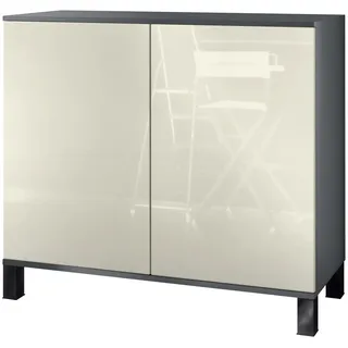 Vladon Skadu 92,5 x 84,5 x 35 cm Anthrazit matt / Creme Hochglanz