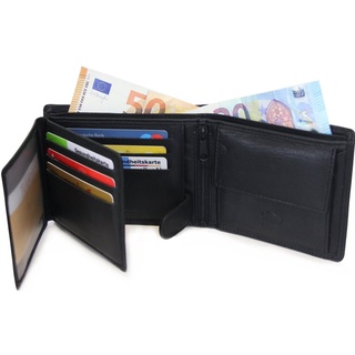Frentree Geldbörse 12 Kartenfächer und RFID-Schutz, aus echtem Nappaleder, Querformat Portemonnaie, mit Geschenkbox, Herren schwarz