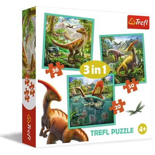 Trefl 3 in 1 Puzzle - Dinosaurier (Kinderpuzzle)