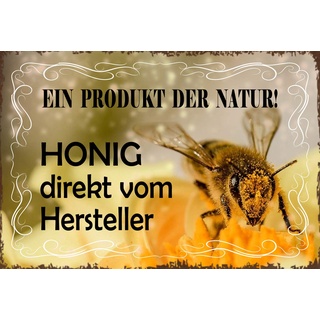 Schatzmix Honig EIN Produkt der Natur Biene Metallschild 20x30 cm Wanddeko Blechschild, Blech, Mehrfarbig