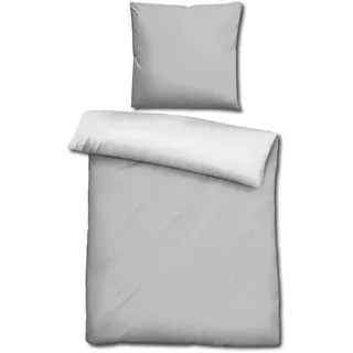 cloudcomfort Basic Wendebettwäsche hellgrau/weiß 155 x 220 cm + 80 x 80 cm