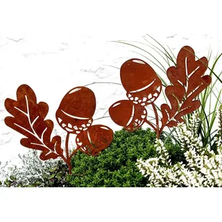 LB H&F Lilienburg Teichfigur 2er SET Eichel Eicheln Deko Rost Herbst Dekoration Gartendeko, (Dekofigur rostig Herbstblatt Herbstblätter Herbststecker rostig Herbst Winter Beetstecker modern Gartenstecker, Geschenk Stecker Metall Tischdeko Metallstecker Herbstdeko), Gartendekoration Gartenfigur Herbstdekoration 2023 kaufen braun
