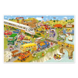 Posterlounge Wir sind unterwegs (Wimmelbild) Poster | 90 x 60 cm von Marion Krätschmer Wandbilder Wanddeko