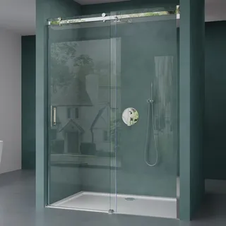 mai & mai Nischentür Duschtür Schiebetür 135 x 195 cm transparent Sicherheitsglas Ter04