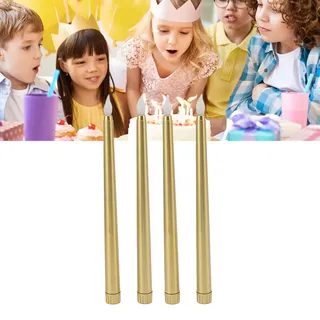 LED-Stabkerzen Aramox 4 Stück rauchfrei flammenlos sicher umweltfreundlich warmes Licht elektrische Kerzen (Gold)