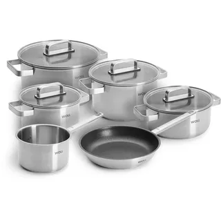 WOLL – Steel Topf-Set 10-teilig Ø 20–24 cm – Induktions-Töpfe aus Edelstahl, spülmaschinenfest, energiesparend & langlebig – Topf – Kochtopf-Set – Töpfe Set – Kochtopf Induktion