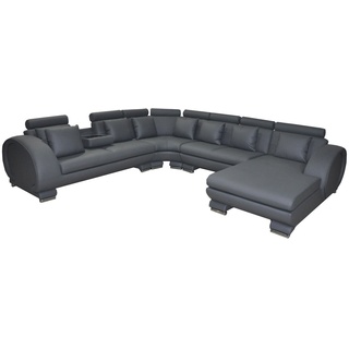 JVmoebel Ecksofa Leder Sofa +USB Couch Polster Sitz Wohnlandschaft Design XXL U Form grau
