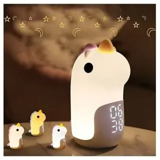 Leuchtender Kinderwecker Tigrezy Einhorn-form, 3 Farben, Wiederaufladbar, Led-digitaluhr, Lila