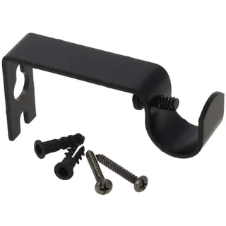 MroMax Gardinenstangenhalterung aus Eisen, Einzelhalter, für Gardinenstangenhalter für 13–16 mm Gardinenstangen, 73 x 38 x 16 mm, Schwarz, 4 Stück