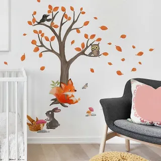 Wandaufkleber Mit Eichhörnchen, Tannenbäumen, Wanddekorationen Zum Aufkleben Für Kinderzimmer, Spielzimmer, Wohnzimmer Usw.