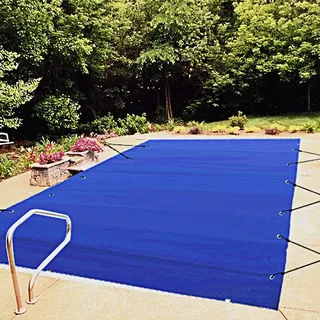 VEVOR Pool Abdeckplane, Passend für Rechteckige, Eingelassene Pools (3,66x7,62 m), Winterabdeckplane mit Ablauflöchern, Netz-Poolabdeckung für Schwimmbecken, PVC-Sicherheitsabdeckung, Blau