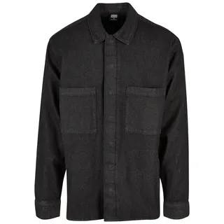 URBAN CLASSICS Oversized Denim Pocket Langarmhemd Real Black Washed XL