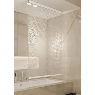 Halb-Kassetten Duschrollo 140x240 cm Modell milky stone Duschvorhang - Weiß