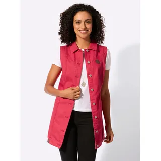 Jeansweste CASUAL LOOKS, Damen, Gr. 36, rot (erdbeere), 81% Baumwolle, 17% Polyester, 2% Elasthan, unifarben, Westen