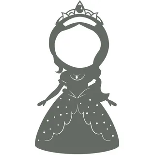 Namofactur Dekospiegel Holz Motiv Spiegel Prinzessin beleuchtet Kinderzimmer Nachtlicht Lampe, Wandspiegel mit Holzrahmen 'Prinzessin' inkl. LED Beleuchtung grau